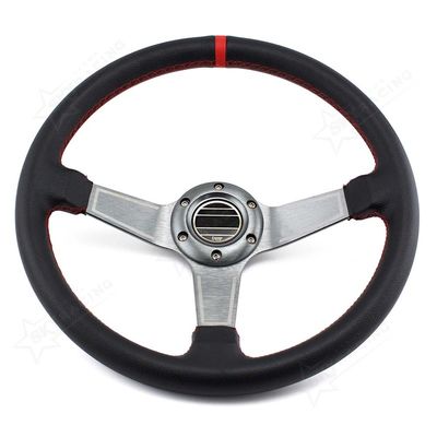 qualità  Universal Auto Refitting Silver Deep Frame PVC Car Steering Wheel 350mm Spoke fabbrica