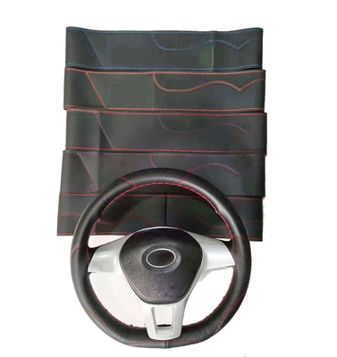 Car Interior Decoration Elasticity Leather Hand Stitched Car Steering Wheel Cover