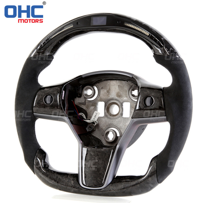 Luxury Custom Forged Carbon Fiber Steering Wheel For Tesla Model 3 OHC Car Alcantar Steering Wheel MOTORS